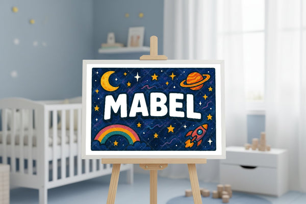 "Mabel" Amongst the Stars Personalized Space Artwork