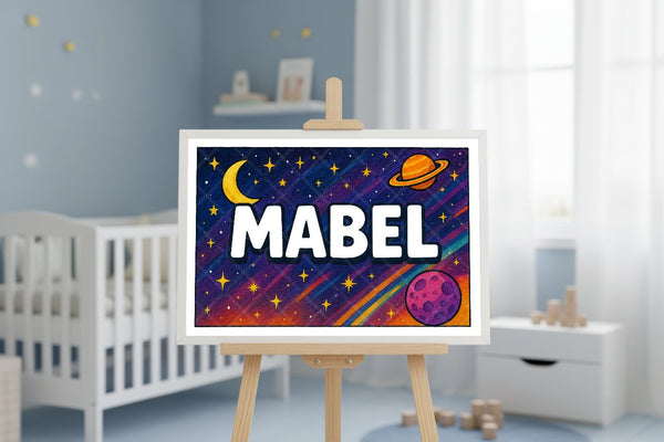 "Mabel" Amongst the Stars Personalized Space Artwork