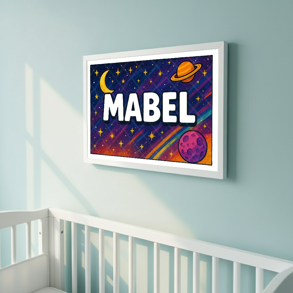 Personalized space name art for Mabel