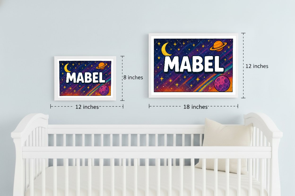 Personalized space name art for Mabel