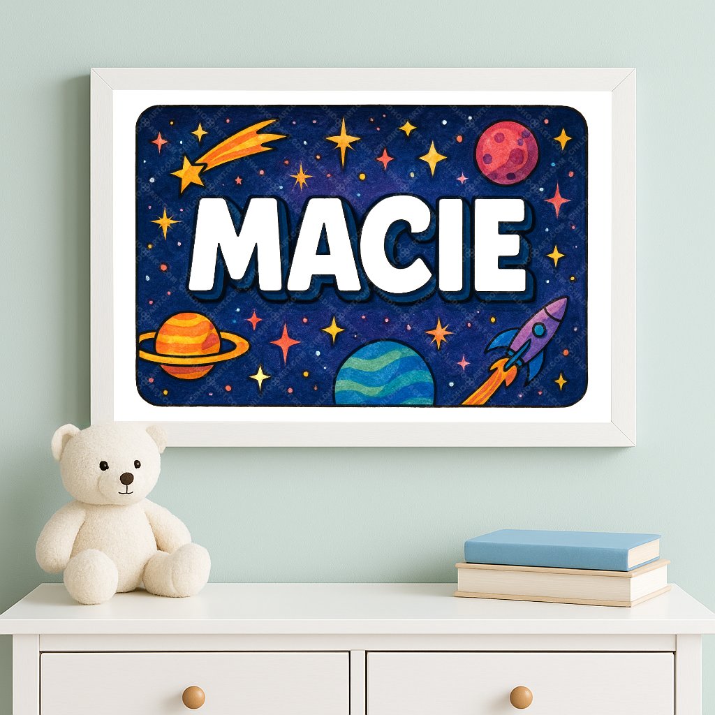 Personalized space name art for Macie