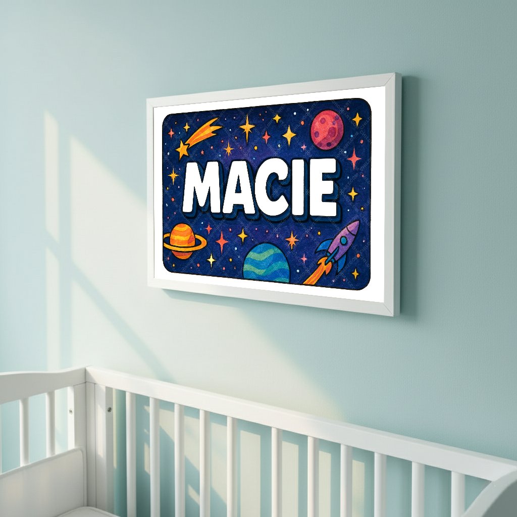 Personalized space name art for Macie