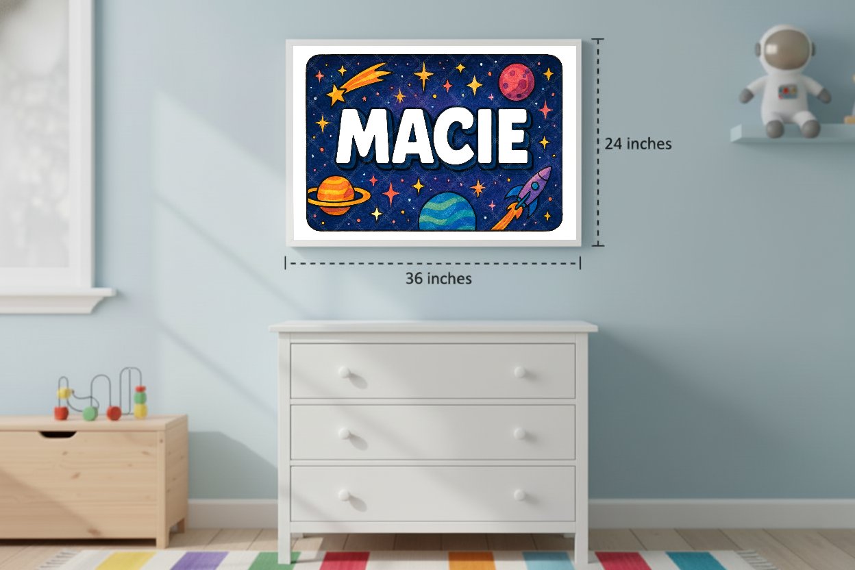 Personalized space name art for Macie