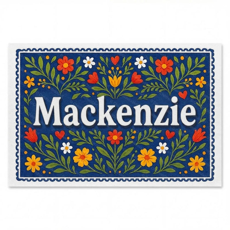 Mackenzie Name Art - Floral Farmhouse personalized wall print for kids