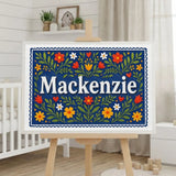 Mackenzie Name Art - Floral Farmhouse personalized wall print for kids