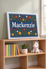 Mackenzie Name Art - Floral Farmhouse personalized wall print for kids