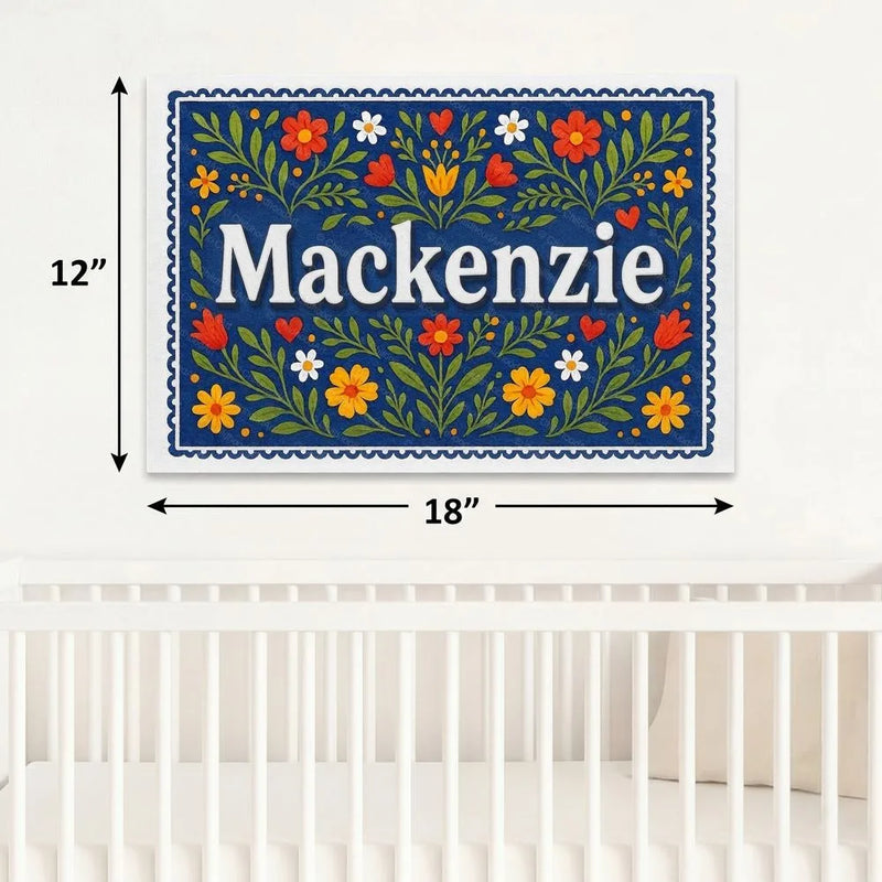 Mackenzie Name Art - Floral Farmhouse personalized wall print for kids