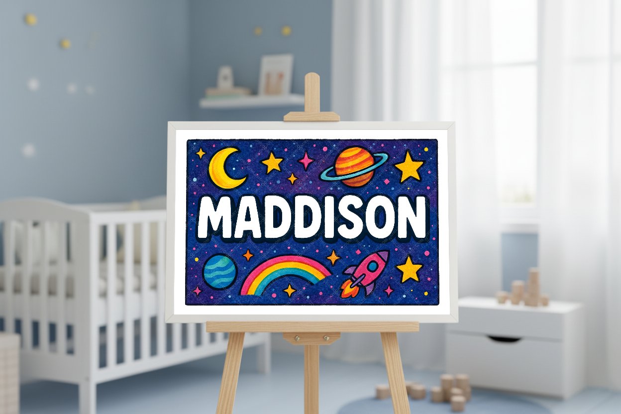Personalized space name art for Maddison