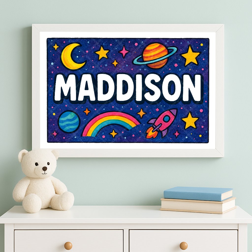 Personalized space name art for Maddison
