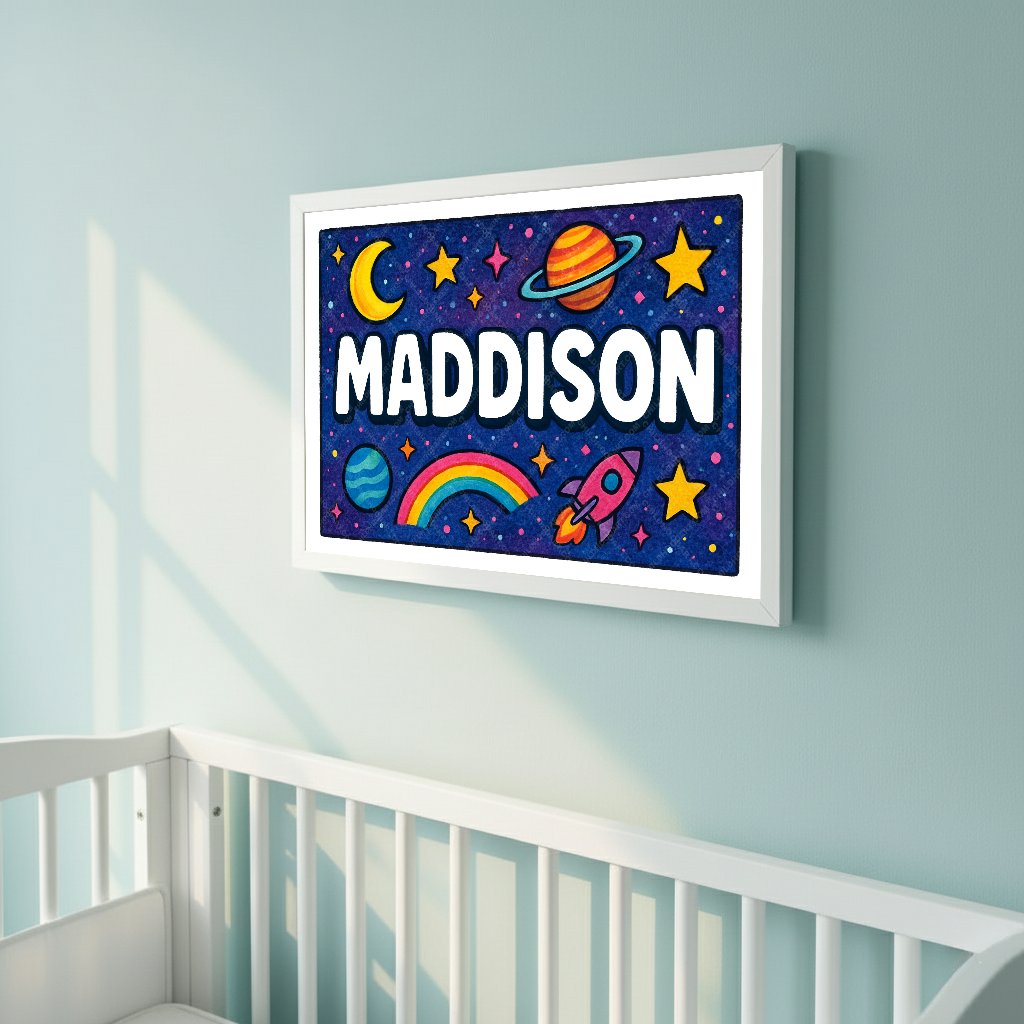 Personalized space name art for Maddison