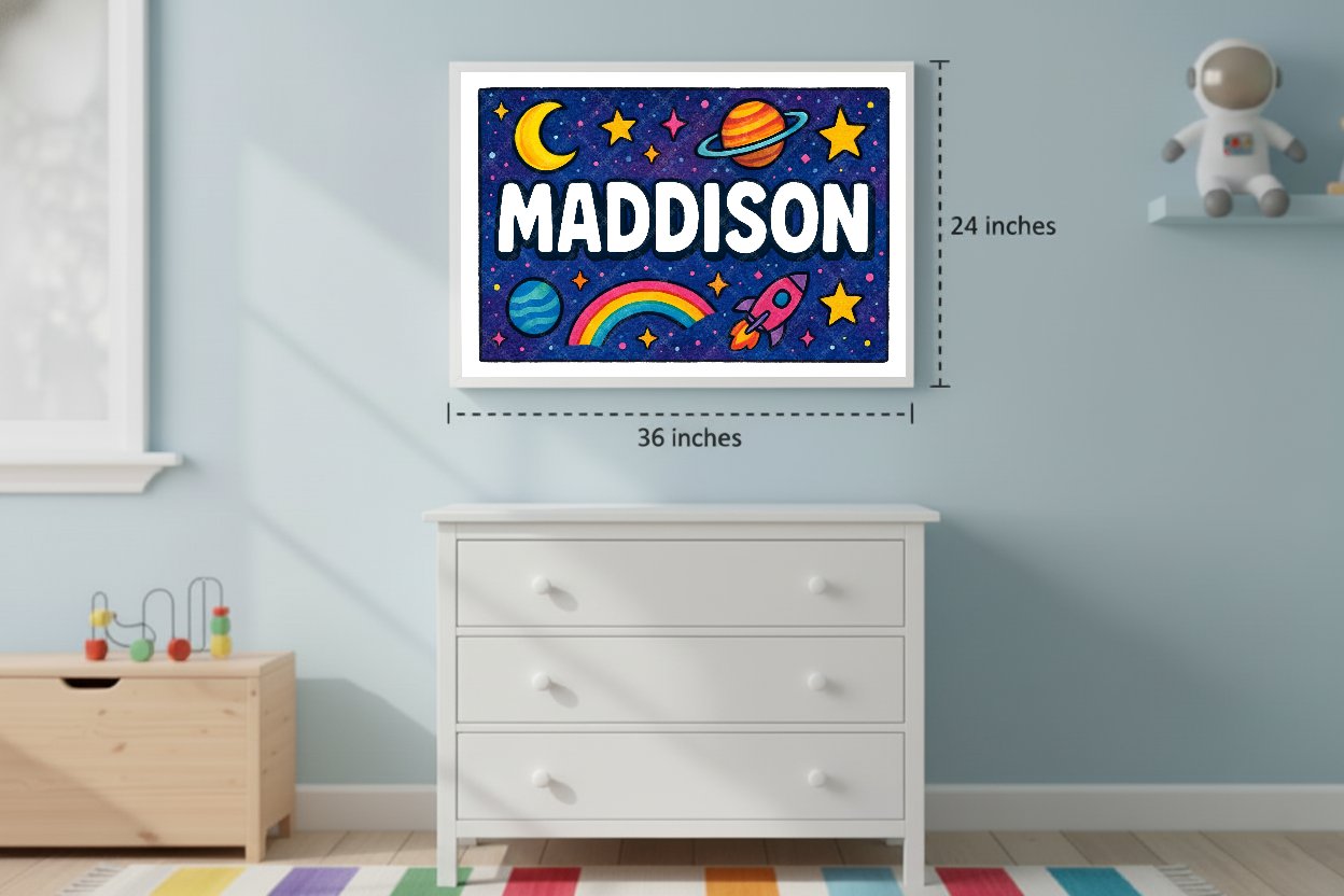 Personalized space name art for Maddison