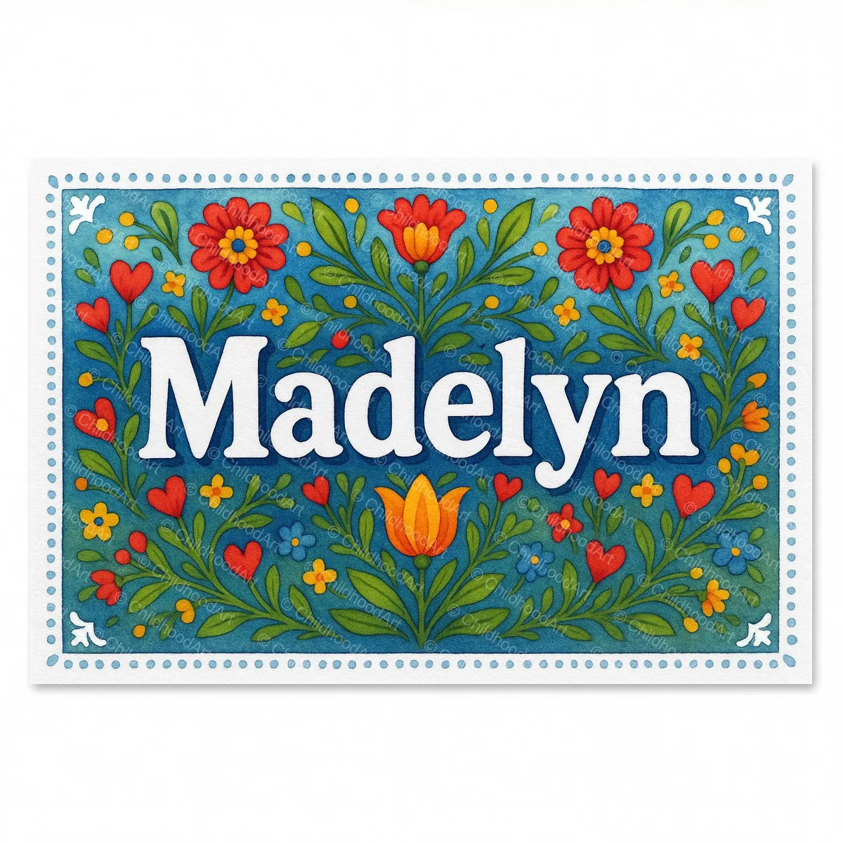 Madelyn Floral Farmhouse Name Art - Full size image