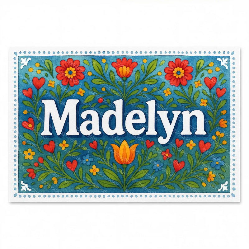 Calm personalized name art for Madelyn