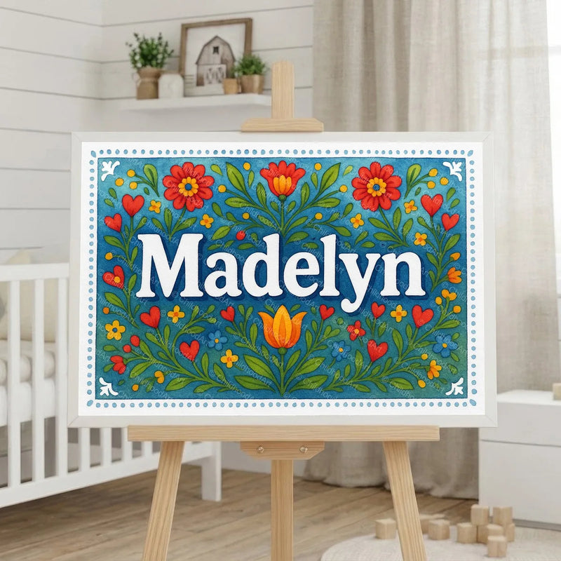 Calm personalized name art for Madelyn