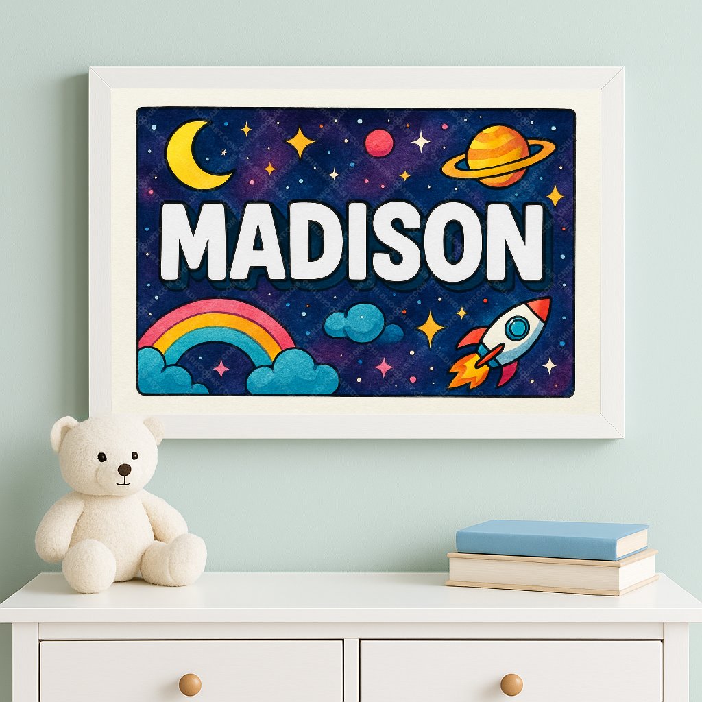 Personalized space name art for Madison