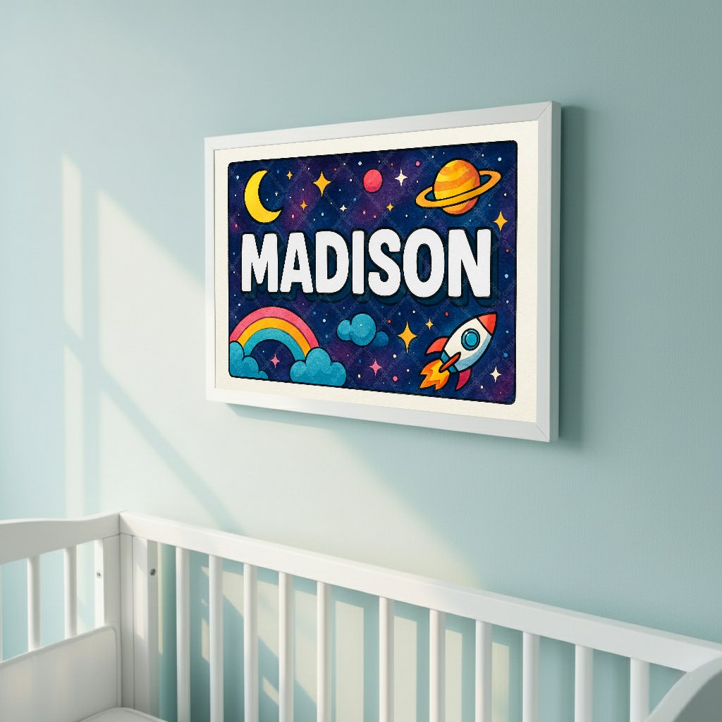 Personalized space name art for Madison