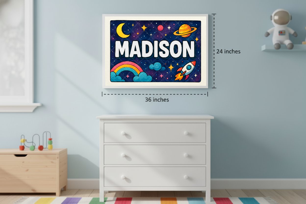 Personalized space name art for Madison