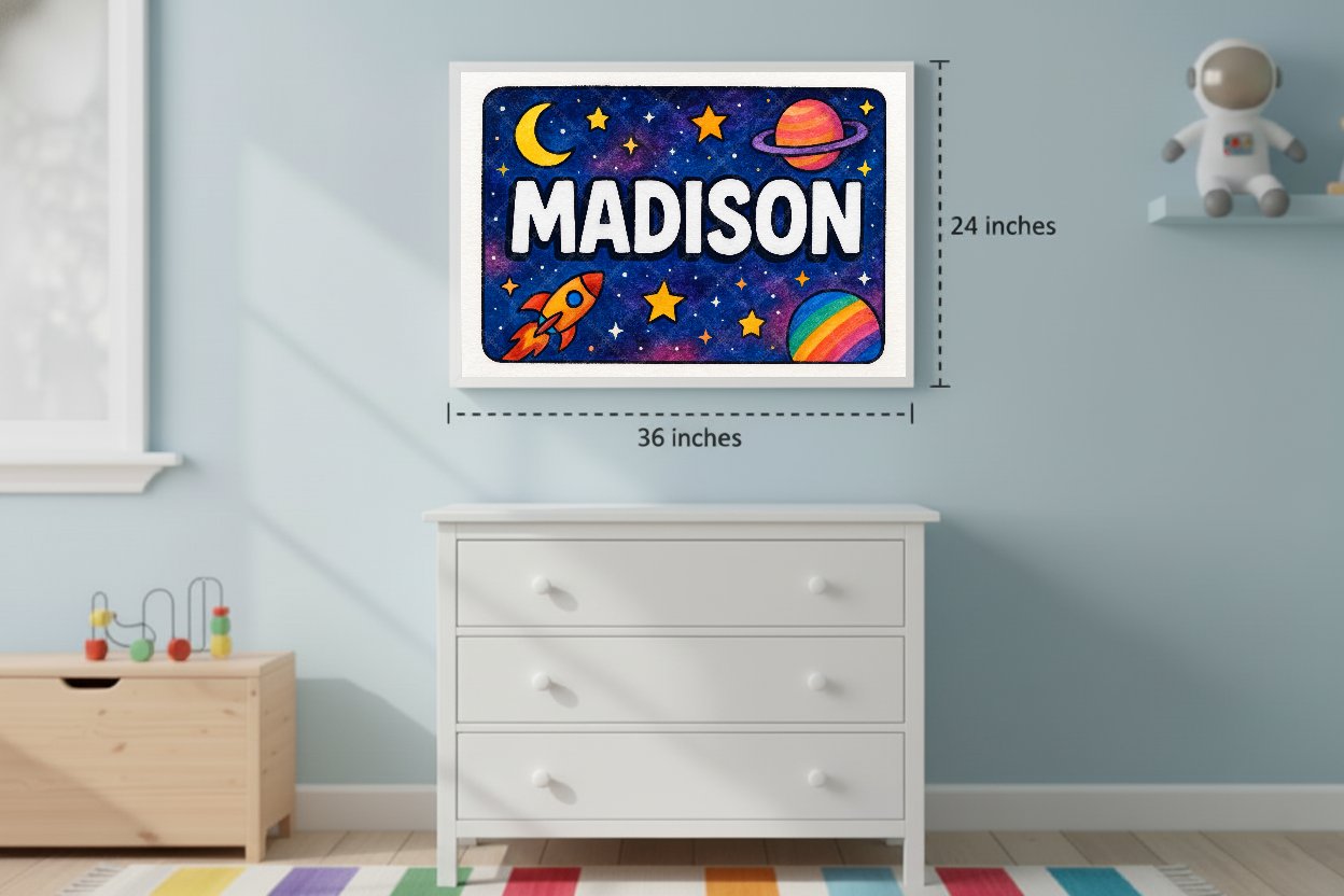 Personalized space name art for Madison