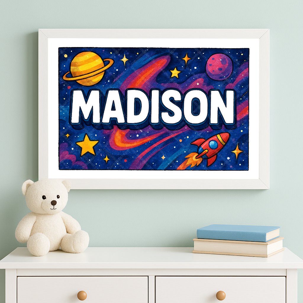 Personalized space name art for Madison
