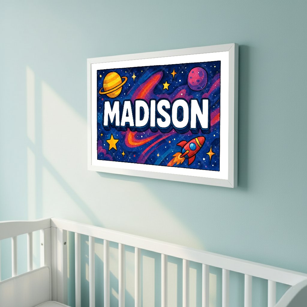 Personalized space name art for Madison