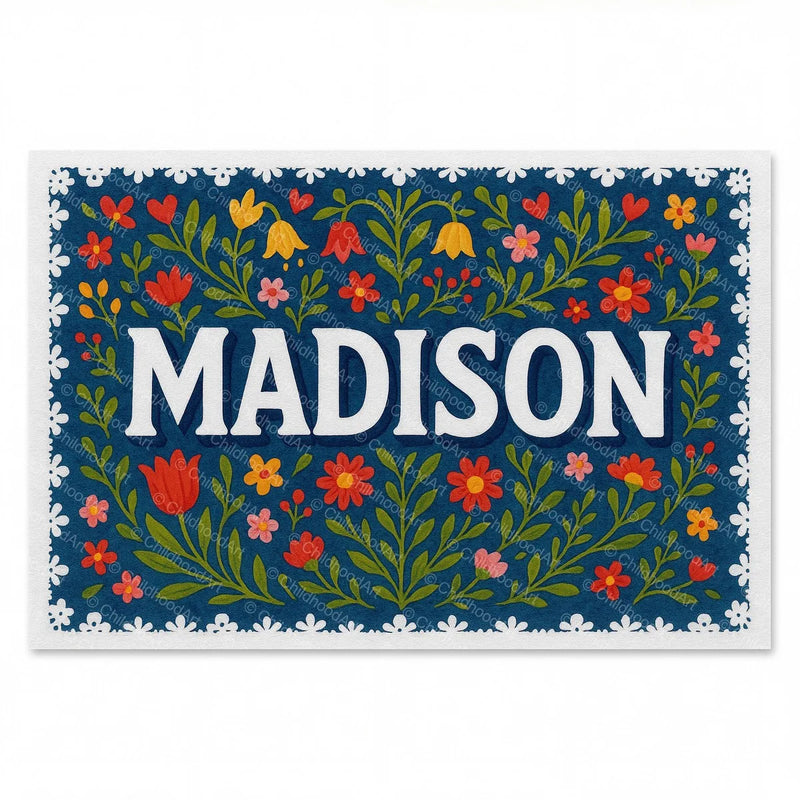 Calm personalized name art for Madison