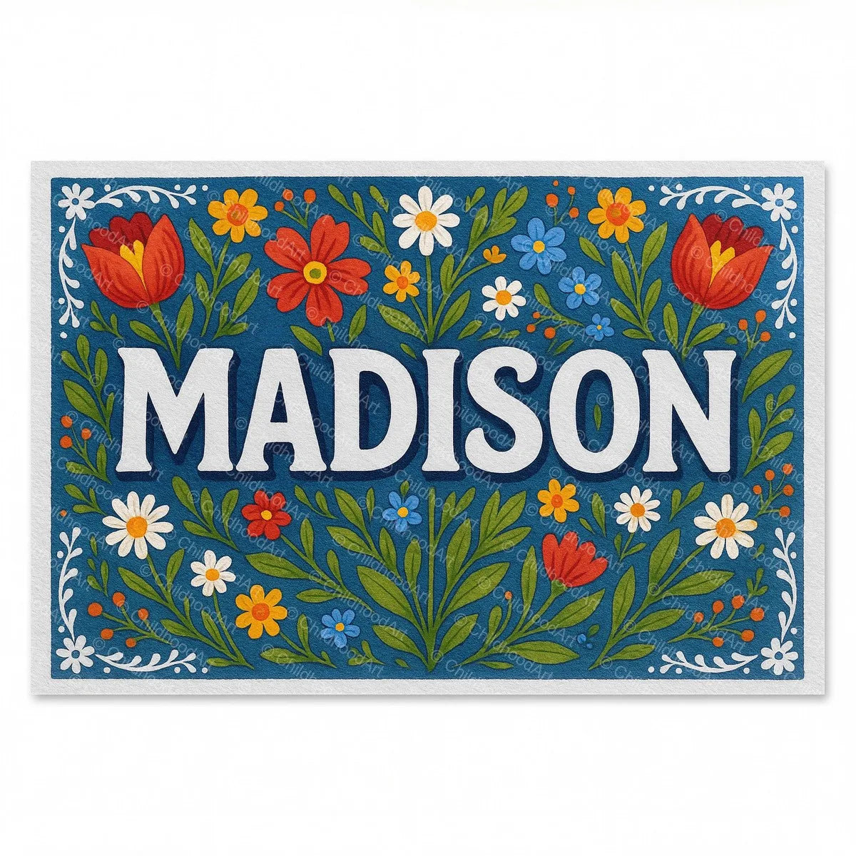 Madison Floral Farmhouse Name Art - Full size image