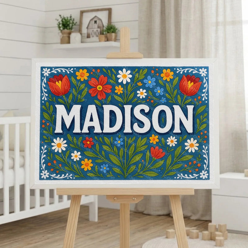 Calm personalized name art for Madison