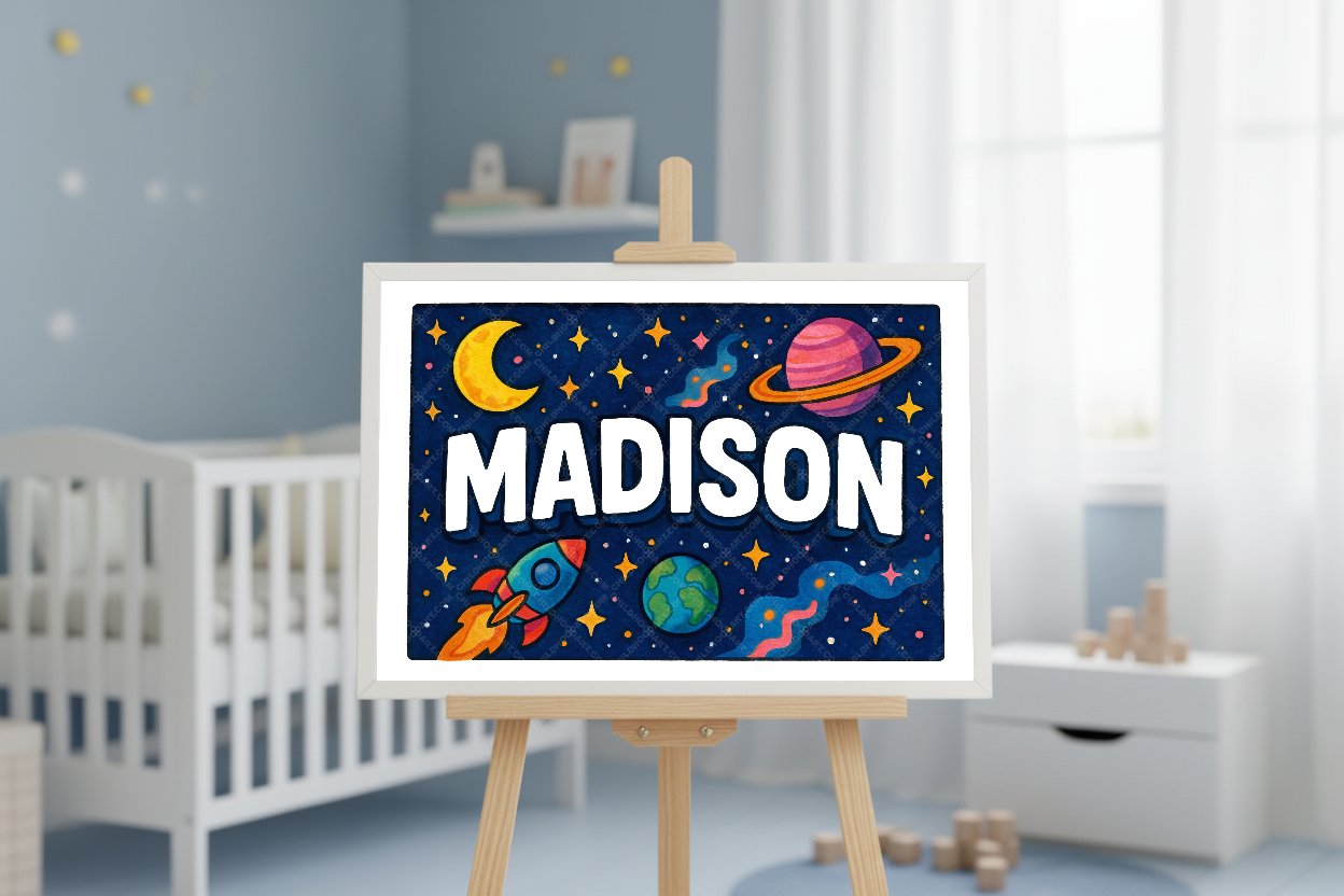 Personalized space name art for Madison