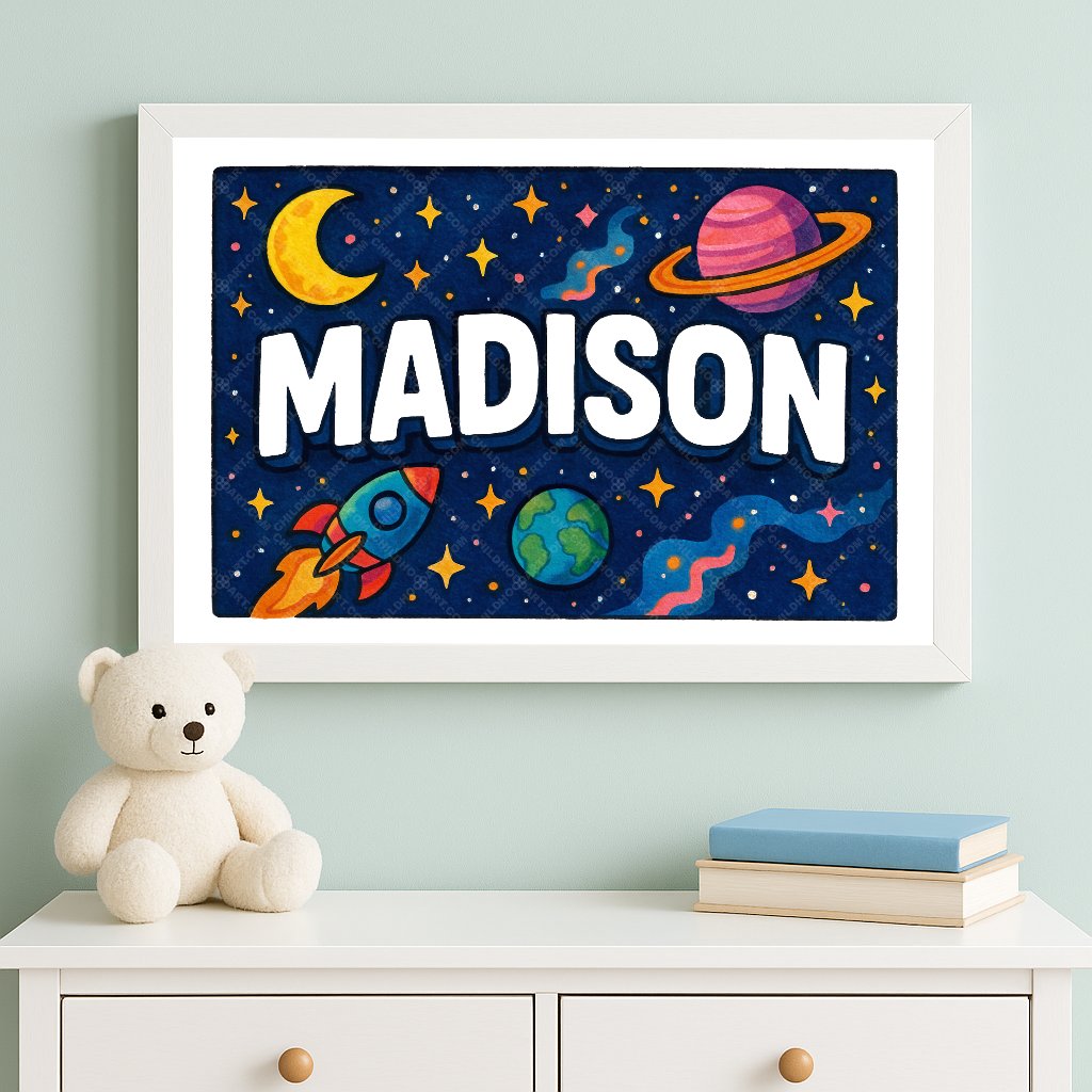 Personalized space name art for Madison