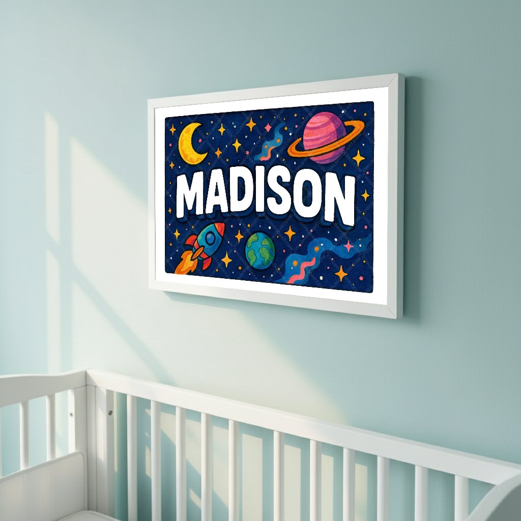Personalized space name art for Madison