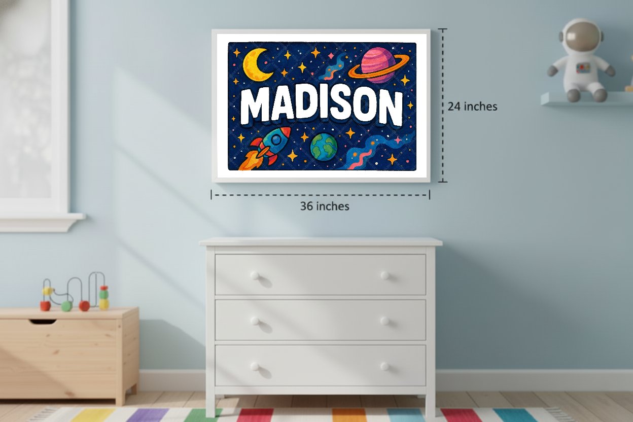 Personalized space name art for Madison