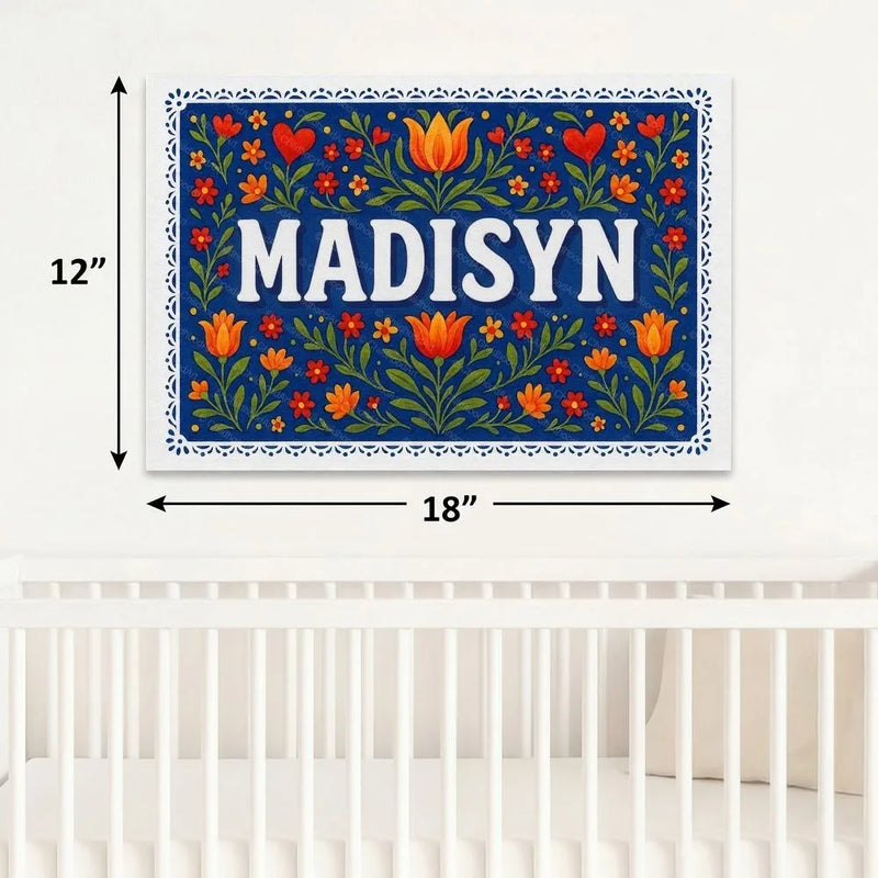 Madisyn Name Art - Floral Farmhouse personalized wall print for kids