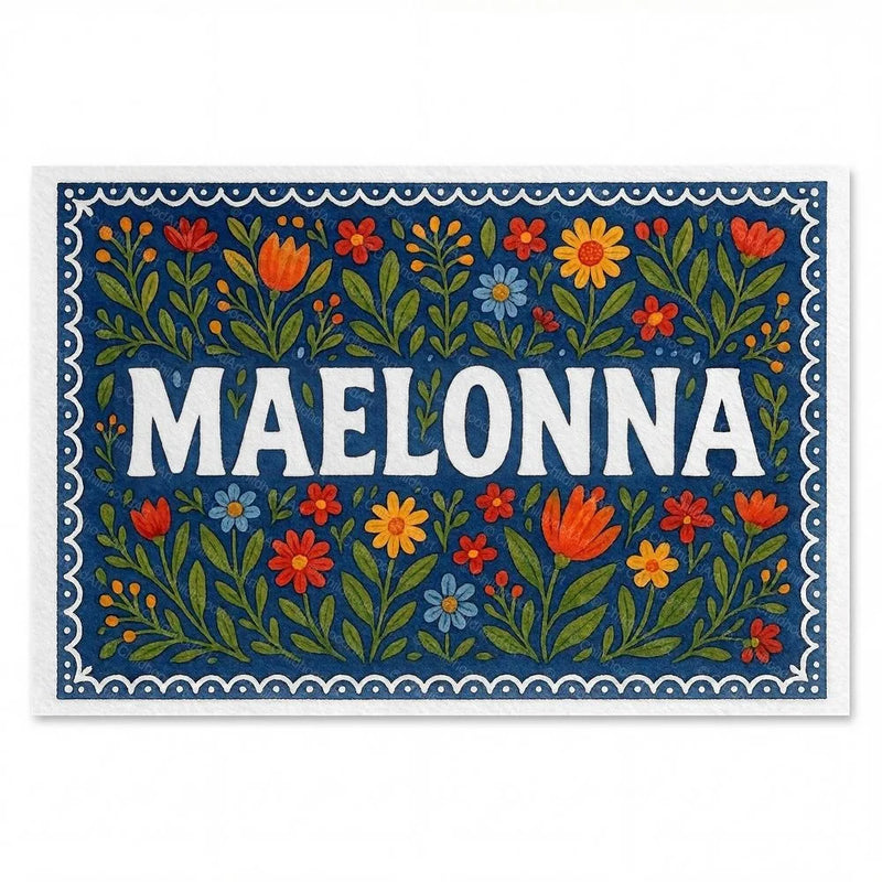 Maelonna Name Art - Floral Farmhouse personalized wall print for kids