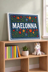 Maelonna Name Art - Floral Farmhouse personalized wall print for kids
