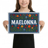 Maelonna Name Art - Floral Farmhouse personalized wall print for kids