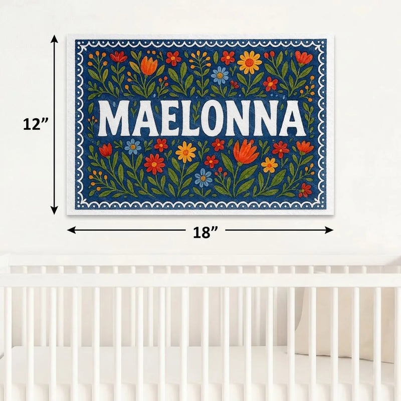 Maelonna Name Art - Floral Farmhouse personalized wall print for kids