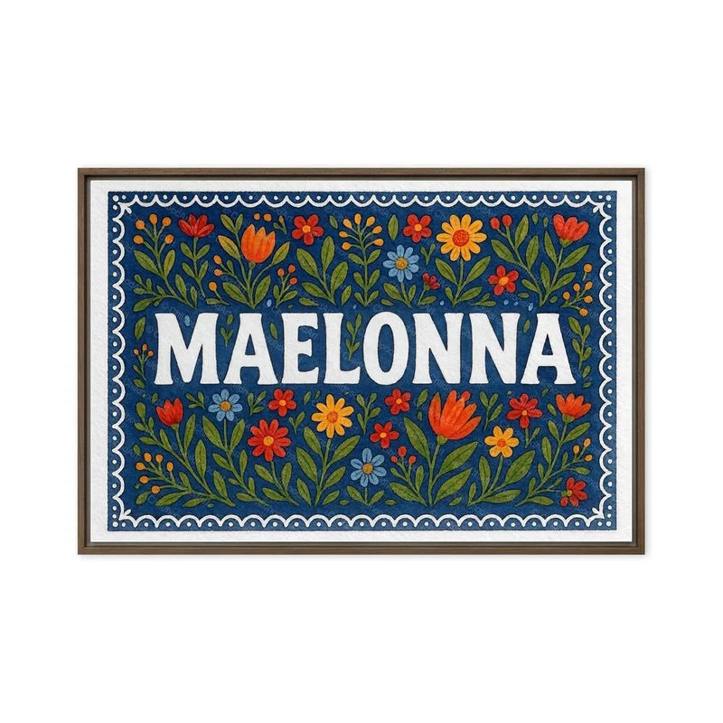 Maelonna Name Art - Floral Farmhouse personalized wall print for kids