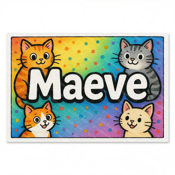Maeve Colorful Cats Name Art