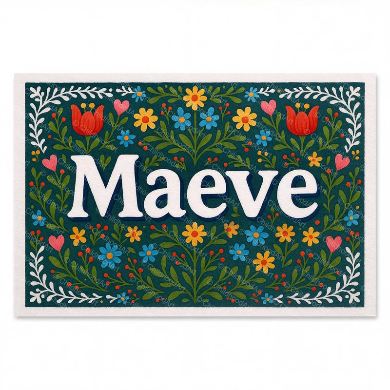 Calm personalized name art for Maeve