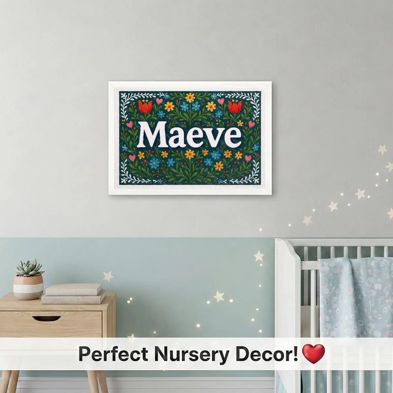 Calm personalized name art for Maeve