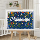 Magdalena Name Art - Floral Farmhouse personalized wall print for kids