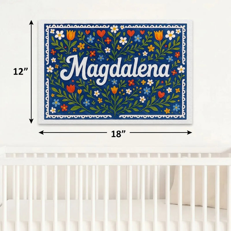 Magdalena Name Art - Floral Farmhouse personalized wall print for kids