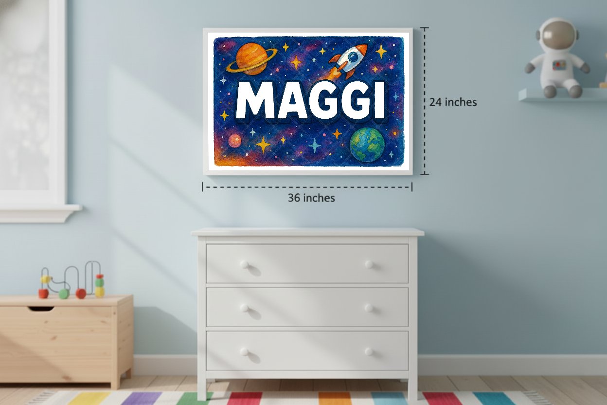 Personalized space name art for Maggi