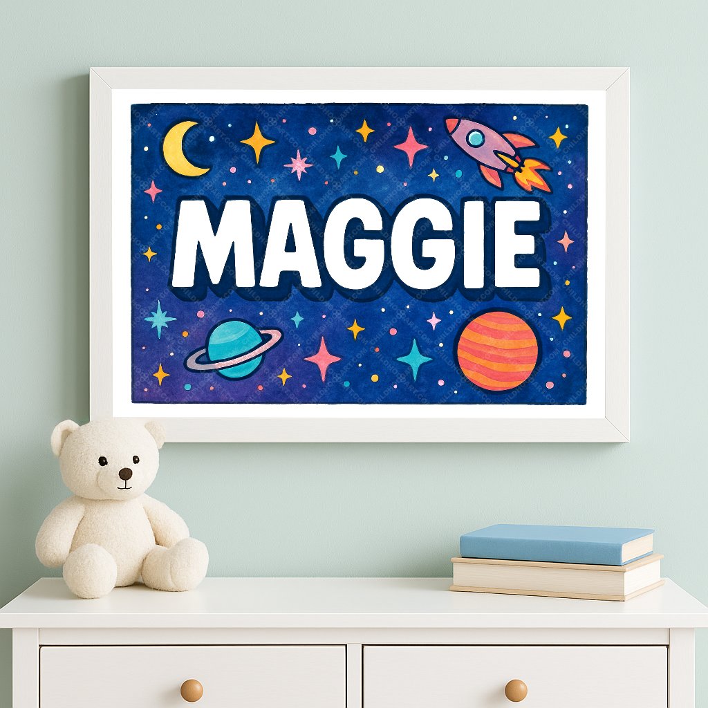 Personalized space name art for Maggie