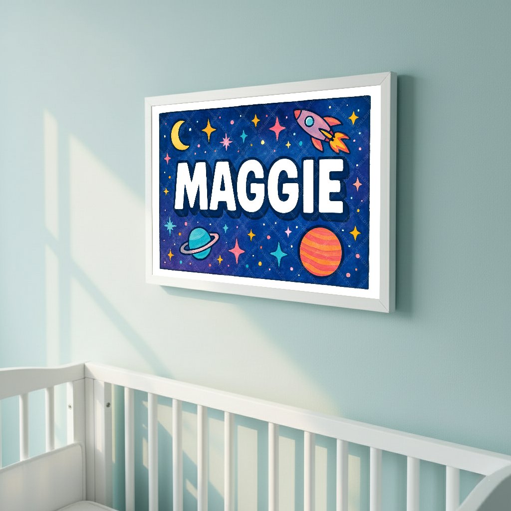 Personalized space name art for Maggie
