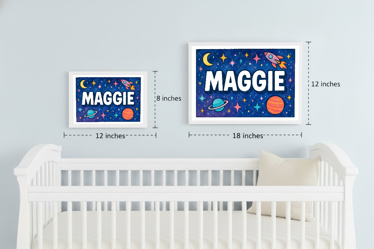 Personalized space name art for Maggie
