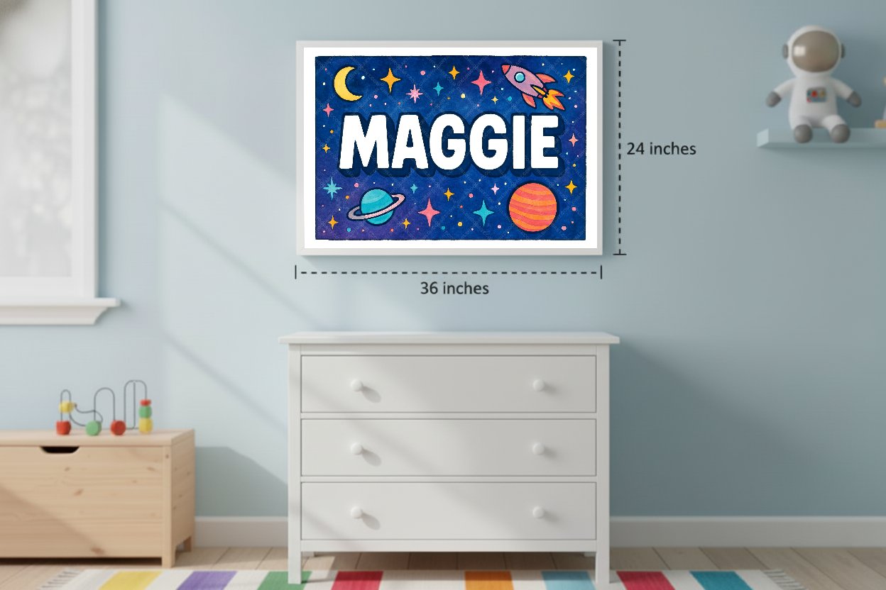 Personalized space name art for Maggie