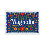 Magnolia Name Art - Floral Farmhouse personalized wall print for kids