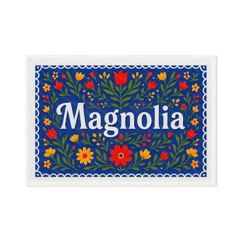 Magnolia Name Art - Floral Farmhouse personalized wall print for kids
