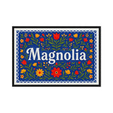 Magnolia Name Art - Floral Farmhouse personalized wall print for kids
